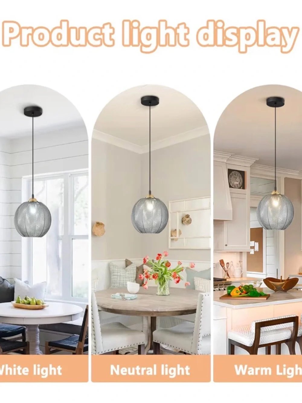 Smoke Gray Glass Pendant Light Modern Globe Kitchen Island Hanging NEW